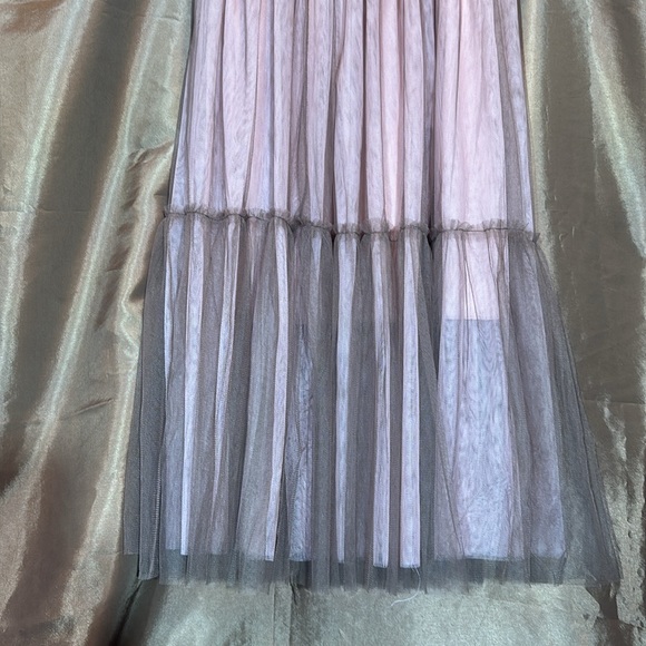 SooLinen Pink Ruffled Tulle Skirt with Brown - Picture 3 of 5